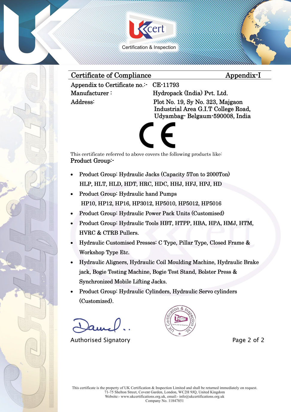 Certification - Hydropack India Pvt. Ltd.